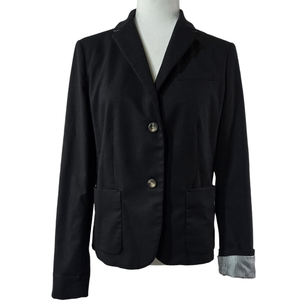 Gap Academy Black 2 Button Blazer Pockets Contrast Cuffs Career Preppy